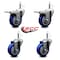 Service Caster 3.5'' Blue Poly Wheel Swivel 7/16'' Stem Caster Set 2 Total Lock Brake, 4PK GRTTL20S3514-PPUB-BLUE-716138-2-S-2 - alternate 5